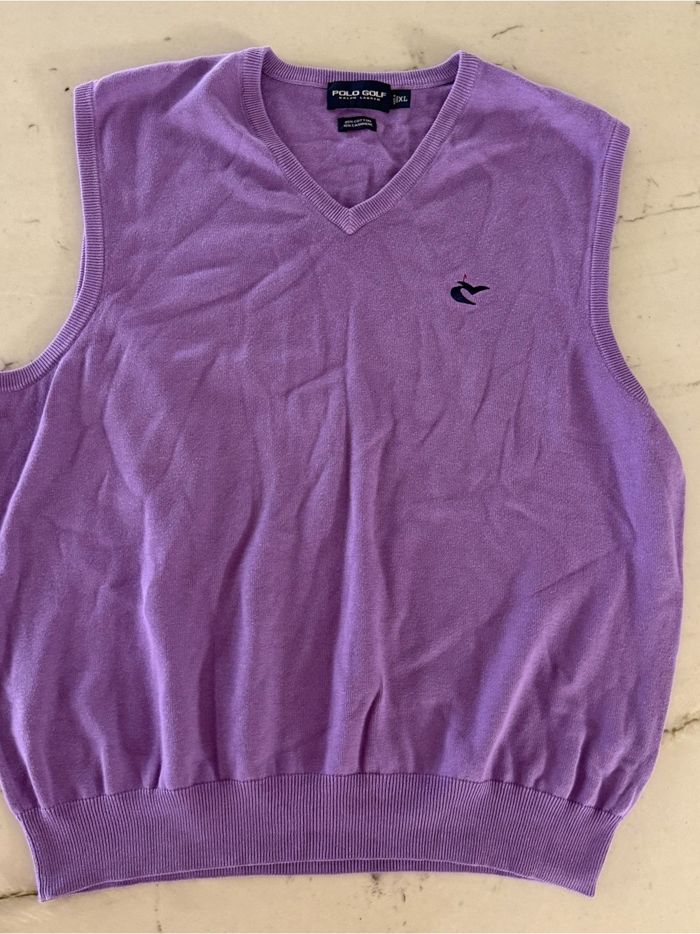 Polo Golf Ralph Lauren Vest Shirt Mens XL Purple Cotton Cashmere Golf Pocono